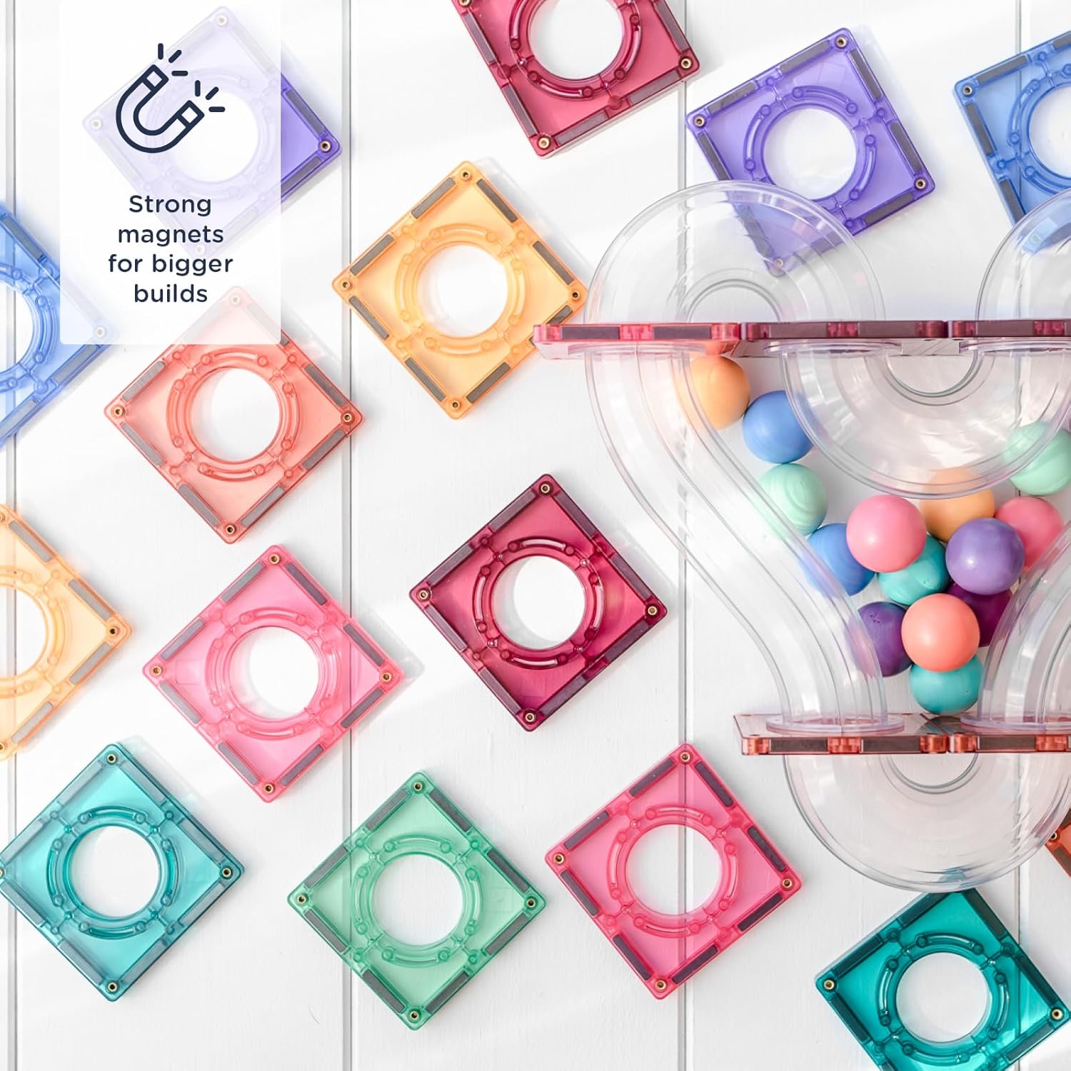 Detalle 2 de CONNETIX Piastrelle Magnetiche Pastello “Ball Run” – 106 pezzi