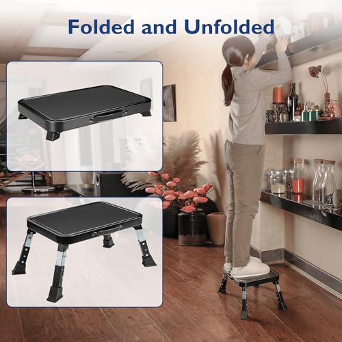 Detalle 1 de BONTEC Taburete Plegable 3 Niveles 🪜, Plataforma Antideslizante