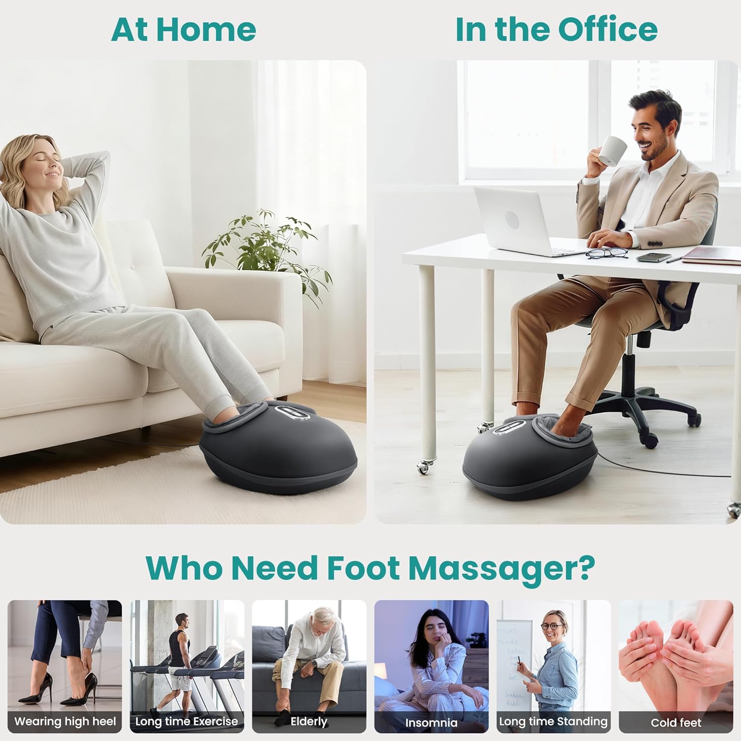 Thumbnail 6 de Nekteck Shiatsu-Fußmassager mit Wärme und Luftkompression (grau) – für tiefenwirksame Knetmassage