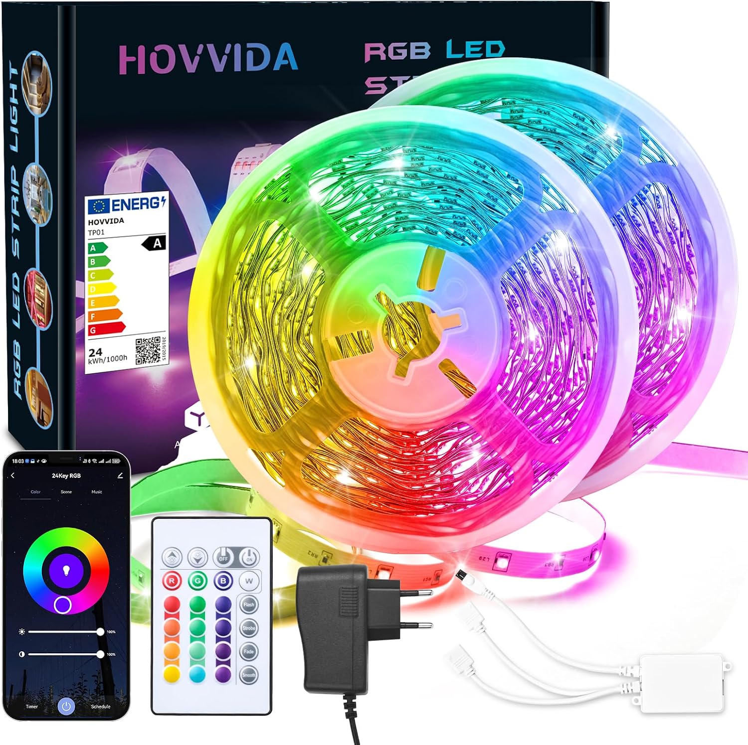 Detalle de HOVVIDA LED Strip 20M WiFi 600 LEDs