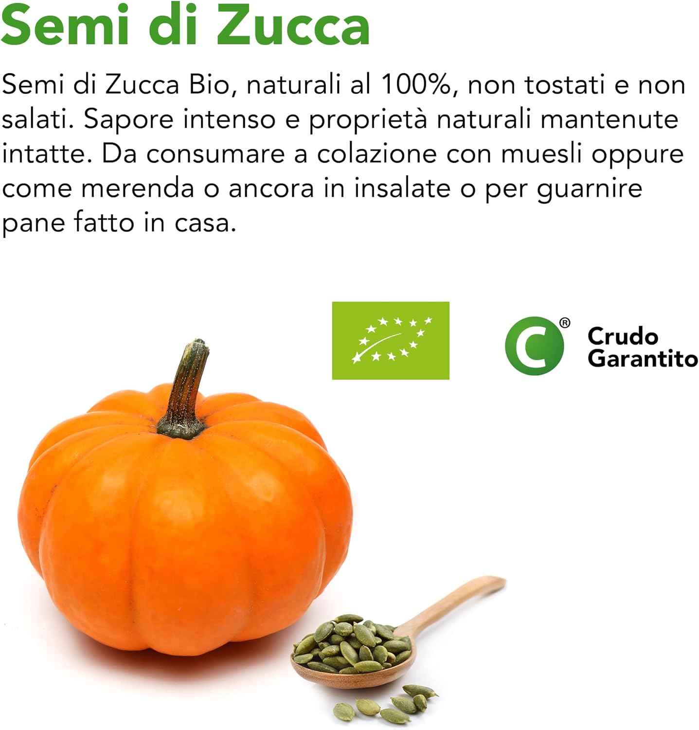 Thumbnail 3 de Semi di Zucca Biologici non tostati e non salati da 500 g