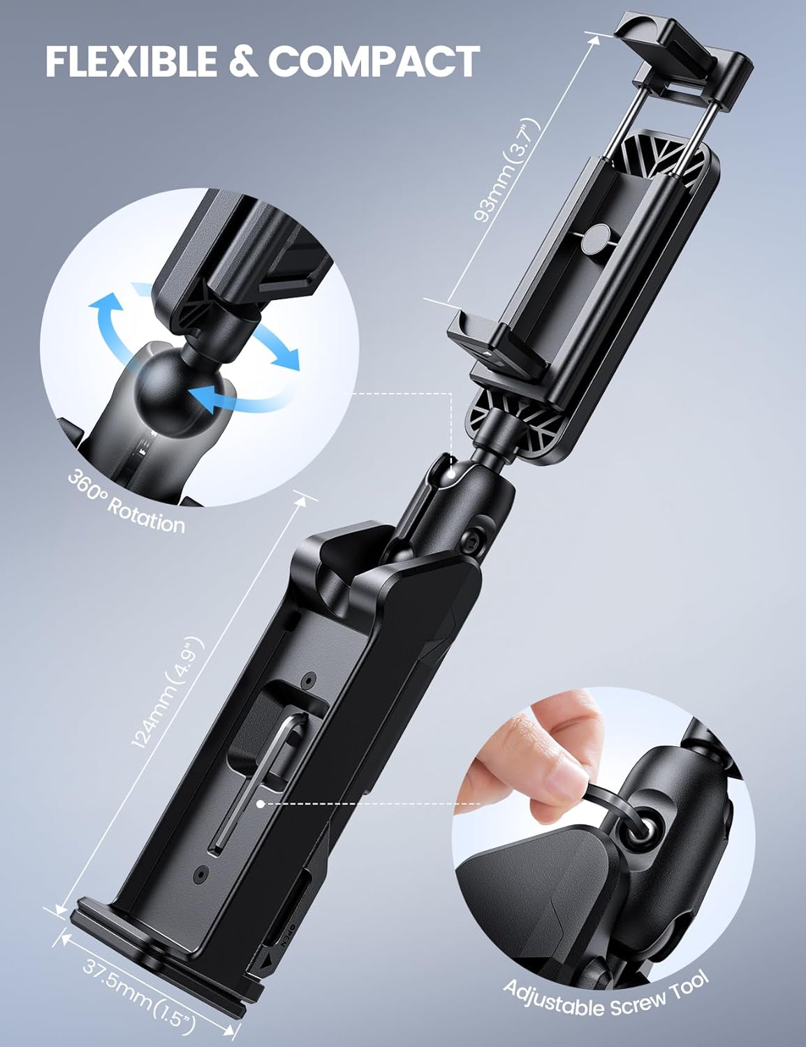 Detalle de Lamicall Airplane Phone Holder for Travel – Upgrade Wide Clip, 360° Rotating Plane Mount
