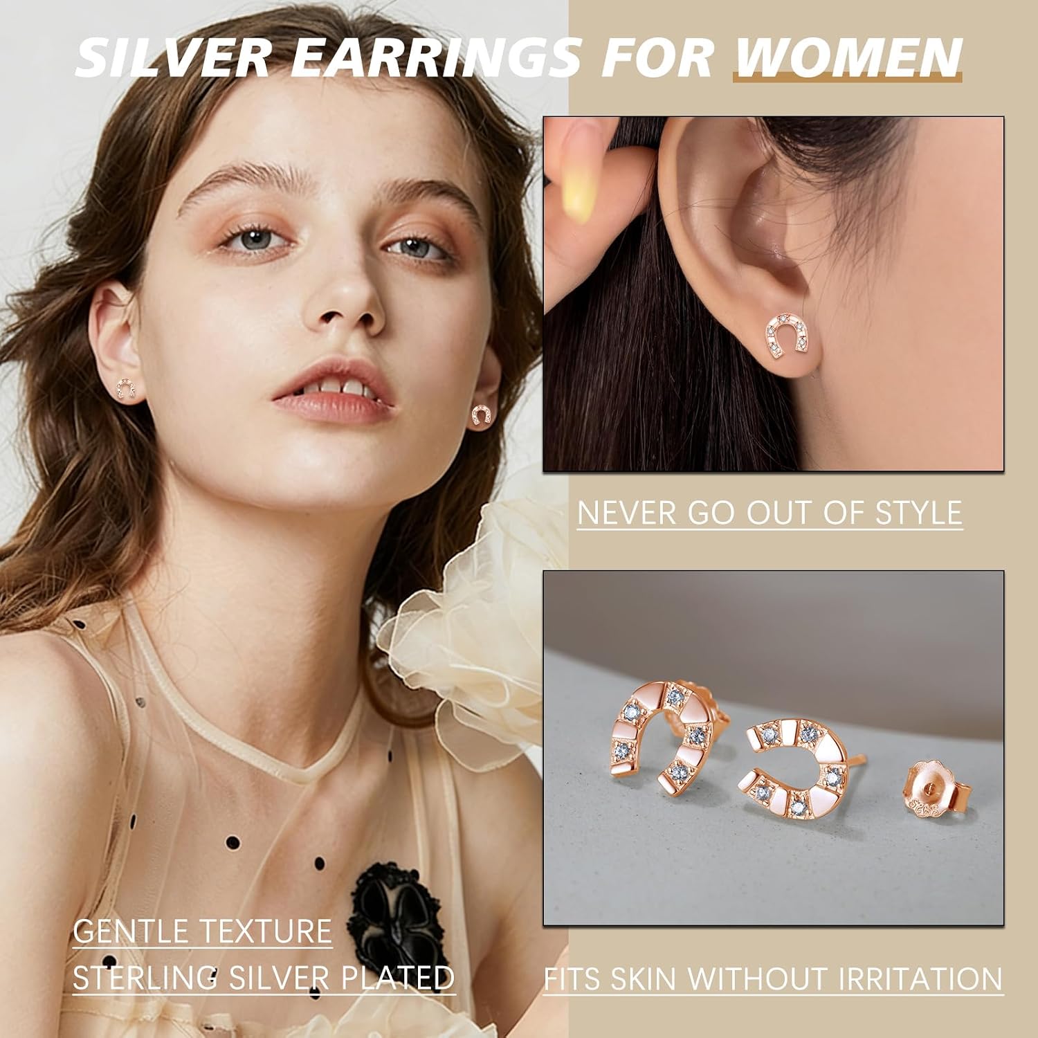 Detalle de Loutade Ohrstecker Silber 925 – Minimalistische 8 mm Schmuckstecker mit AAAAA Cubic Zirkonia