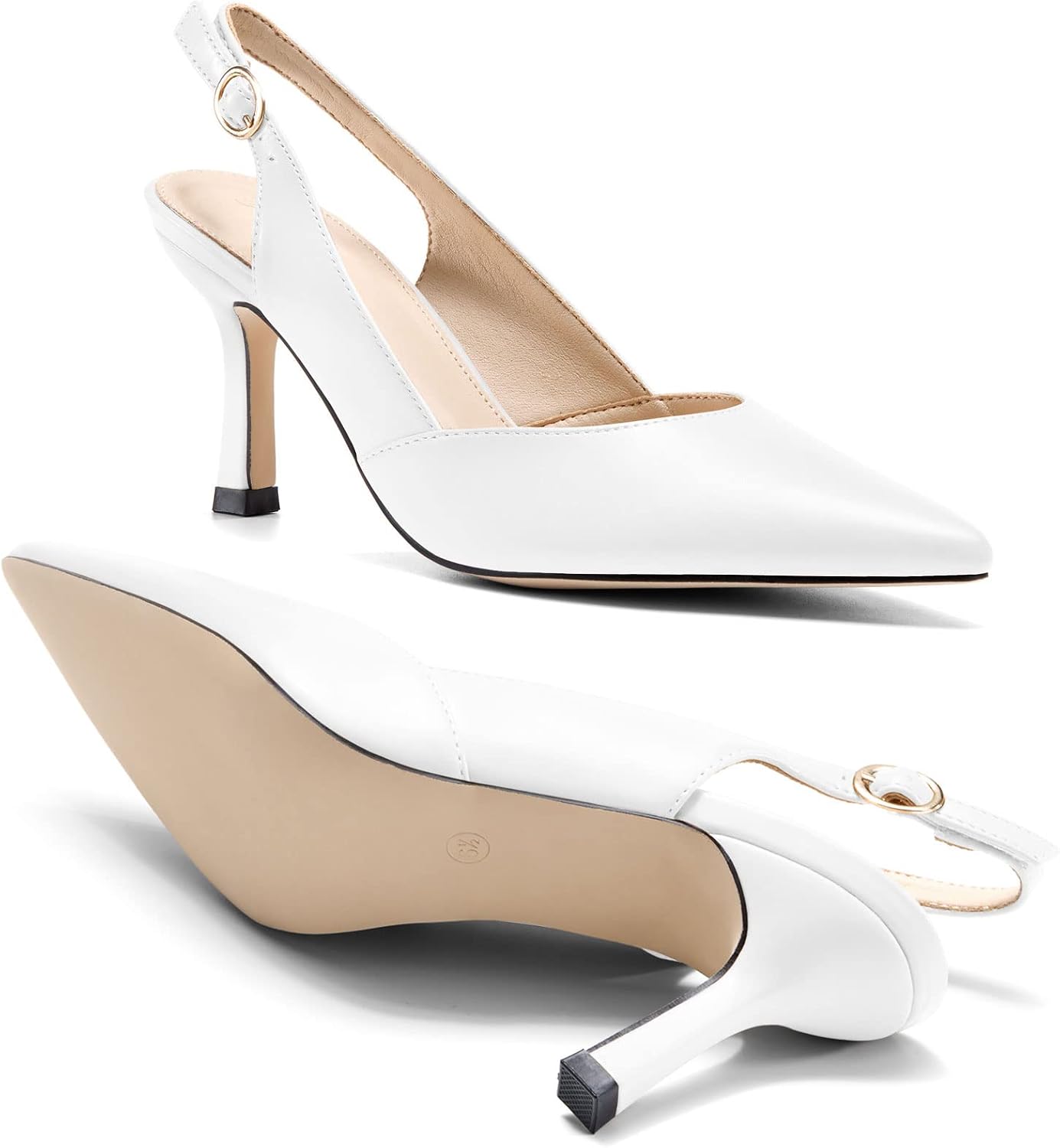 Thumbnail 2 de Rilista Women's Slingback Kitten Heels with Closed Pointed Toe