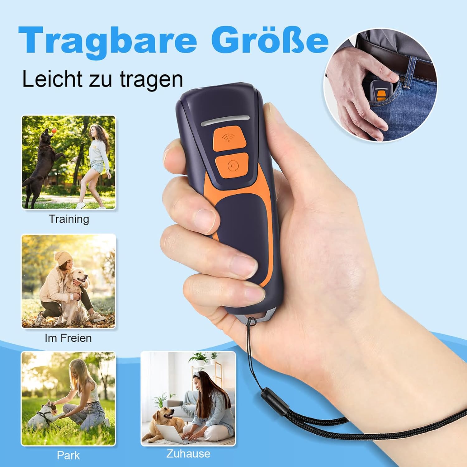Detalle de Honey Paws Anti Aboiement Chien Ultrason Puissant – Dissuasion discret et efficace jusqu’à 15 m