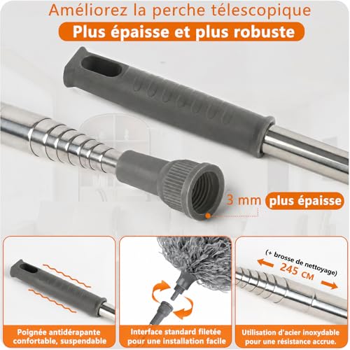 Detalle 2 de Staubwedel télescopique HELI MIAO - Sets de 6, biegbar et lavable en microfibre, inox