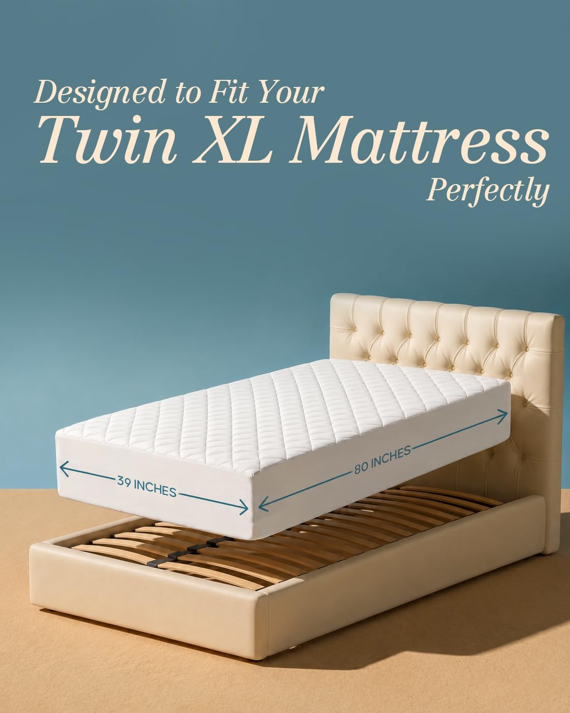 Detalle de Utopia Bedding Twin XL Quilted Mattress Pad, 100% Polyester, Fits Mattresses up to 16 Inches Deep