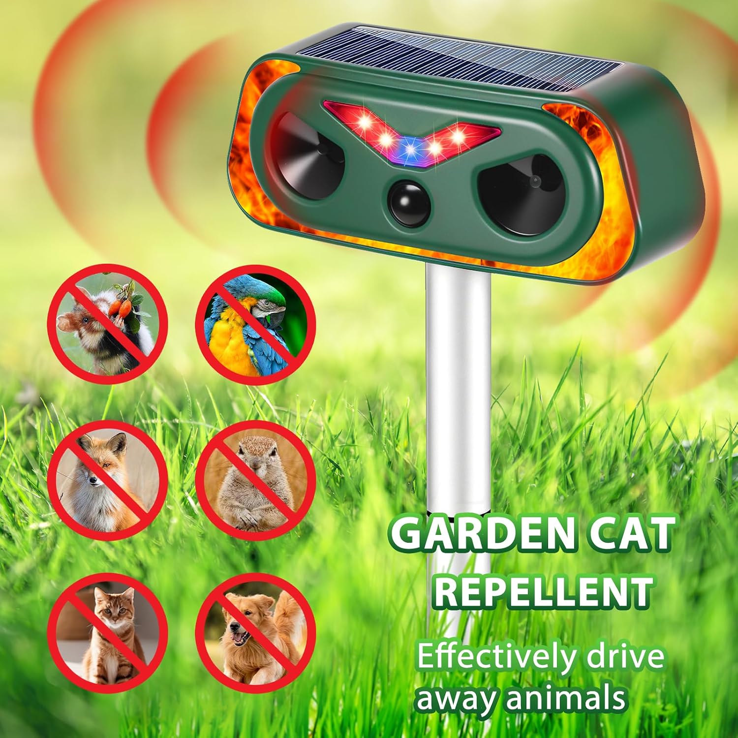 Detalle 2 de FORNORM 4762738 ultrasone dierenverjager met PIR-sensor, zonnepaneel en IP66