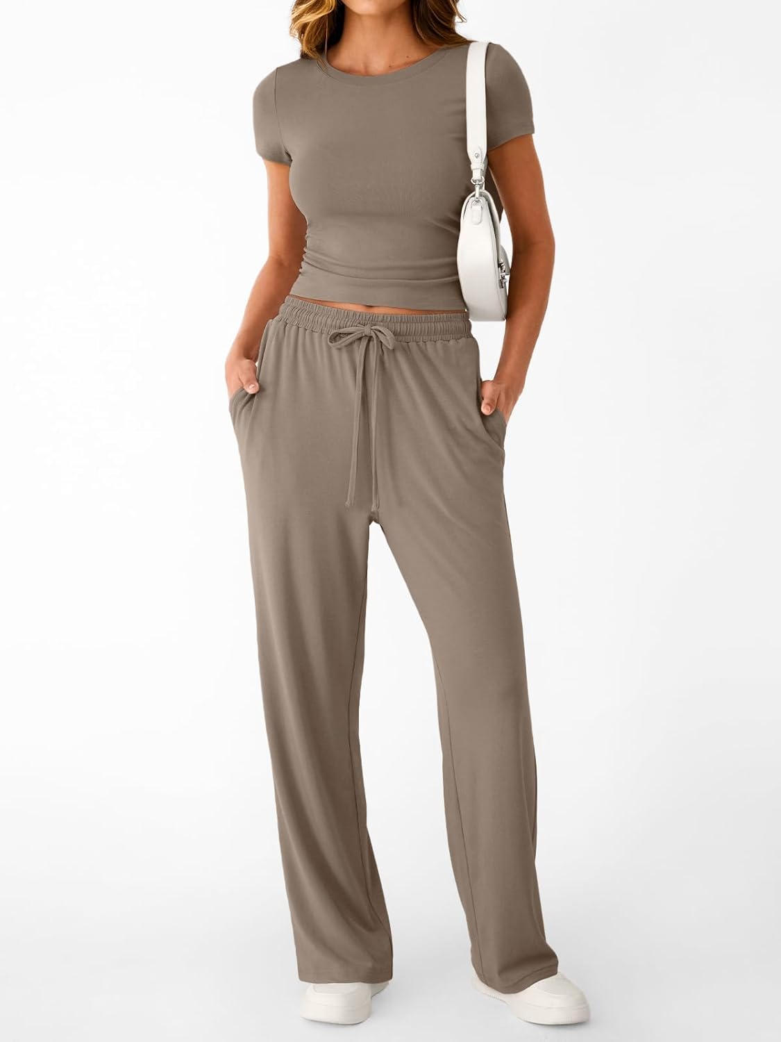 Detalle de LILLUSORY 2 Piece Lounge Wear Set for Women – UK Casual Rayon-Spandex, Elastic Wide-Leg Marks a Relaxed yet Flattering Look