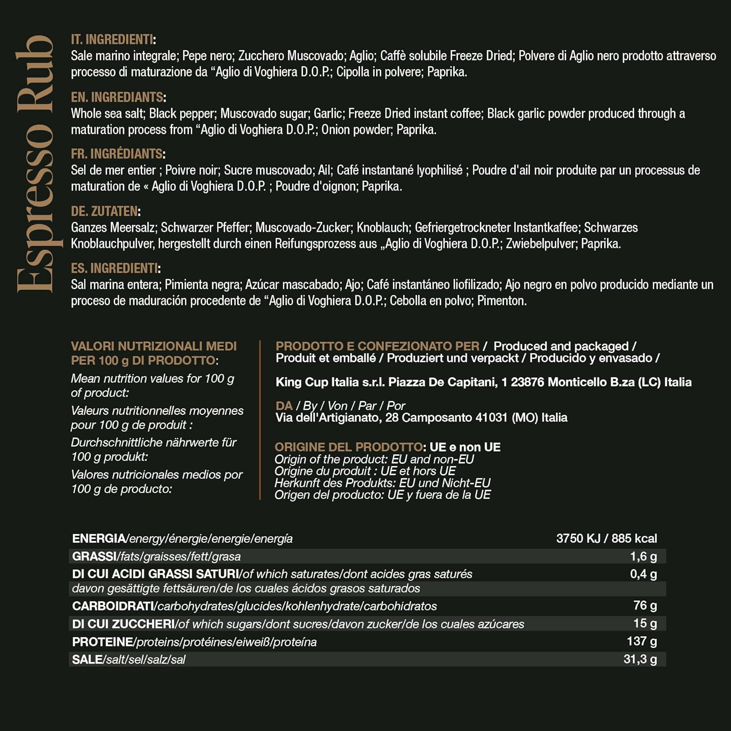 Thumbnail 1 de BBQ KING Espresso Rub 220 g – Dry Rub alle spezie Italiane per carne rossa