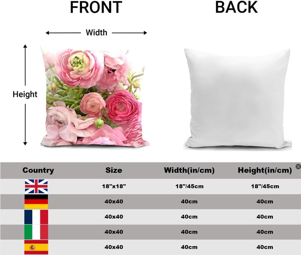 Thumbnail 1 de HUASHUZI 2PcBt-CushionCover-Pink Rose kussensloop, 40 x 40 cm, roze bloemen