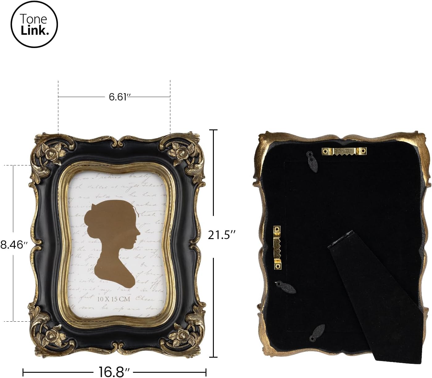 Thumbnail 1 de Tone Link Vintage 4x6 Inch Picture Frame in Black and Gold