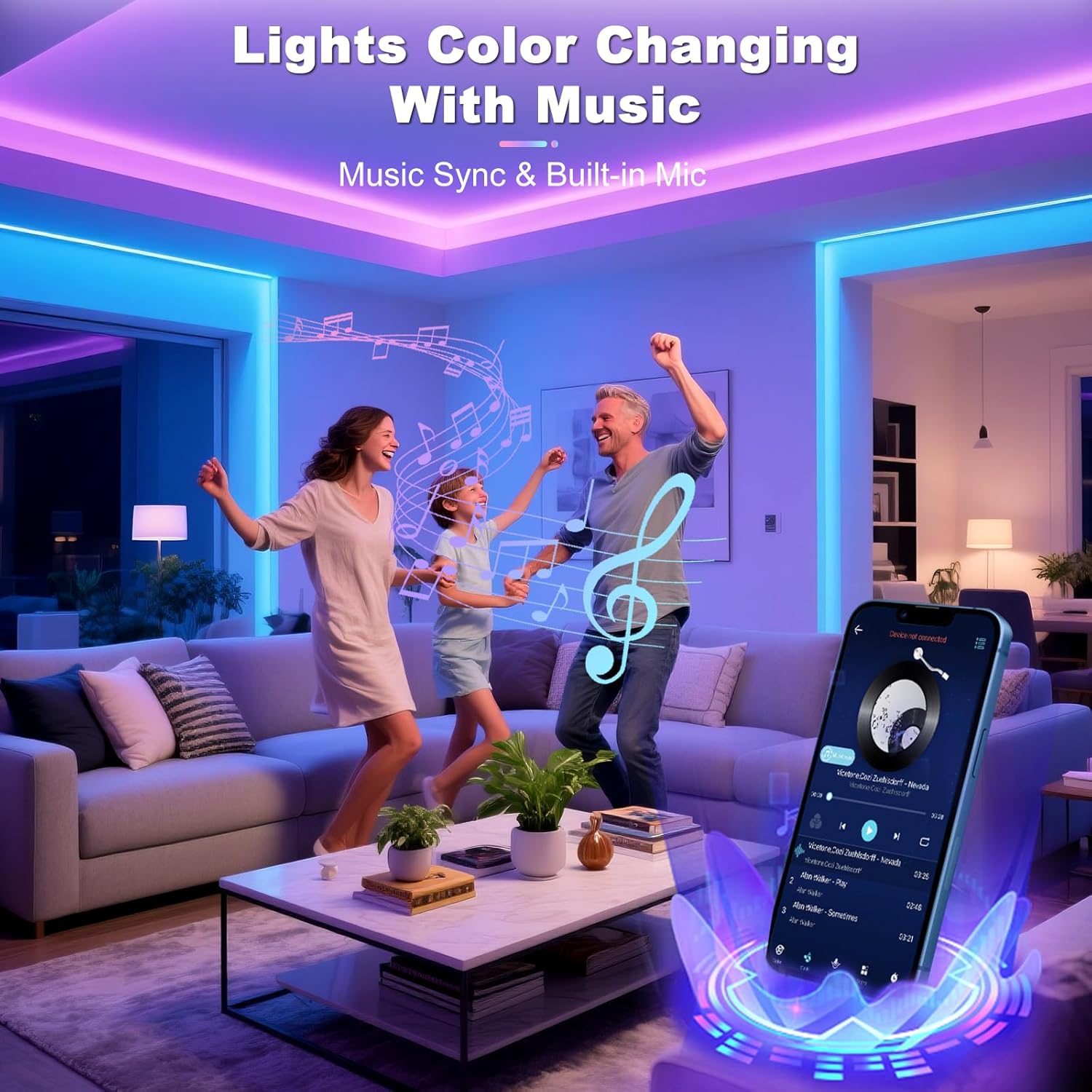 Detalle de Ylatoial Striscia LED RGB da 10 m con sincronizzazione musicale, Bluetooth e dimmer