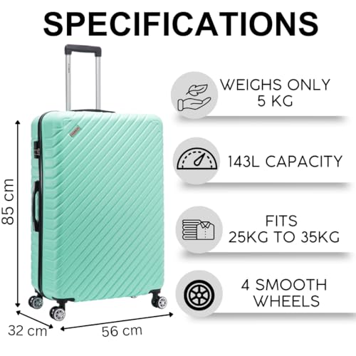 Thumbnail 2 de FLYMAX 32" Extra Large 4-Wheel ABS Suitcase, 125 Litre Capacity, 5kg Lightweight Travel Case