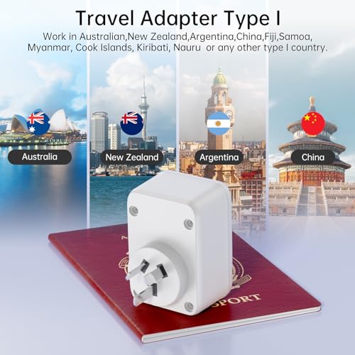 Detalle de Sameriver Reiseadapter Australien Typ I – 4-in-1 Steckdosenadapter mit USB