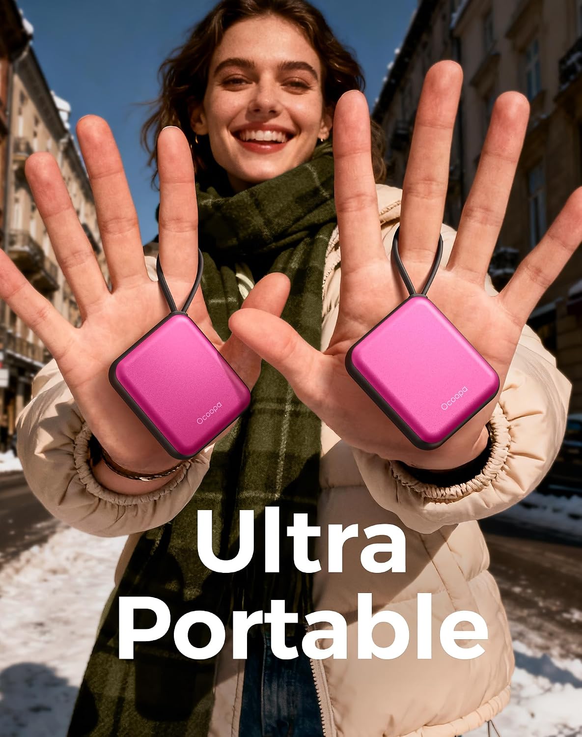 Detalle de OCOOPA UT5 Nano Rechargeable Hand Warmers, 3 Heat Settings, Aluminum