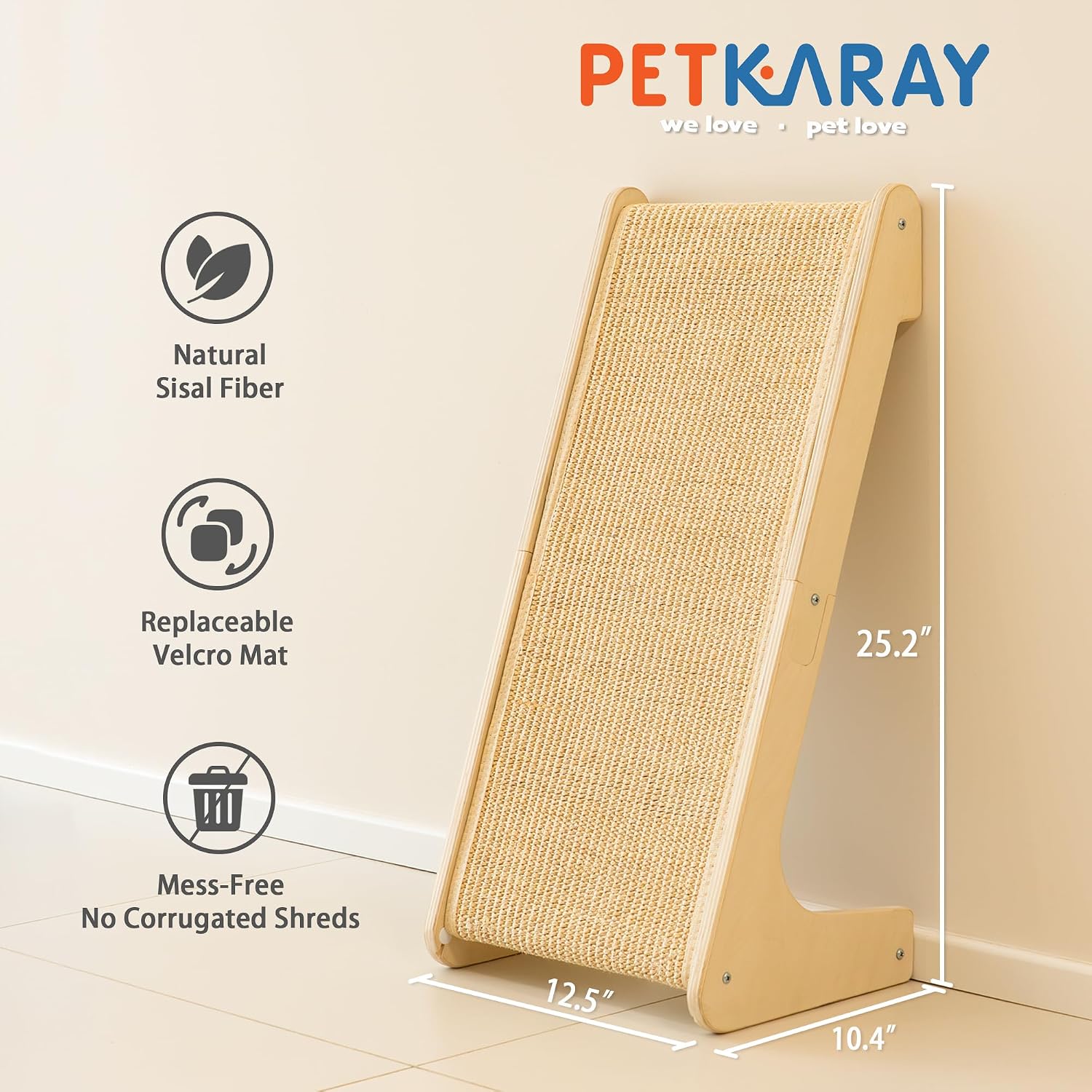 Detalle 2 de PETKARAY L-Shaped Sisal Cat Scratcher 64 cm 🐱