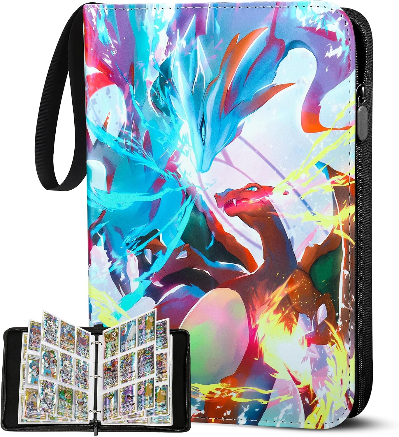 Thumbnail 5 de Sammelalbum für Pokémon Karten – 50 Seiten mit 400 Taschen, wasserdichtes PU Kartenheft mit Reißverschluss