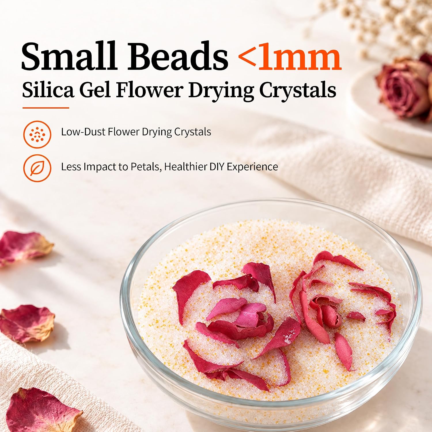 Detalle de Fonday Silica Gel Flower Drying Crystals, 5 lb, Reusable, Colour-Indicating