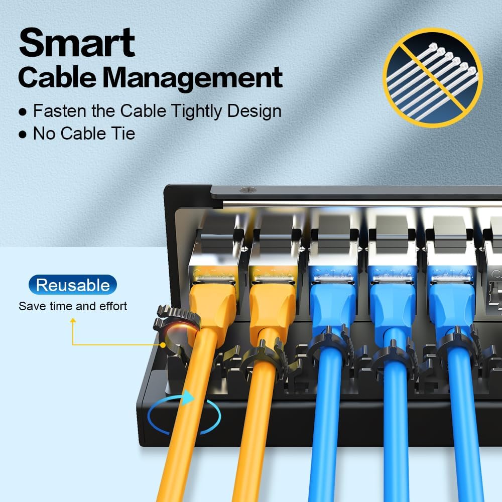 Detalle de Enmane CAT6a-8Port 8ポート CAT6Aキーストーンパッチパネル 1U・シールド対応