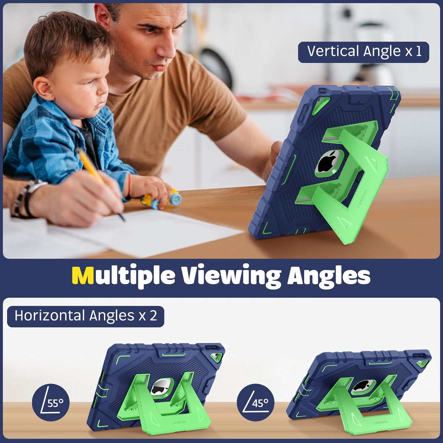 Thumbnail 3 de FINTIE Kids Rugged Case for iPad 9th/8th/7th Gen (10.2-inch) with Built-in Kickstand – Navy-Green