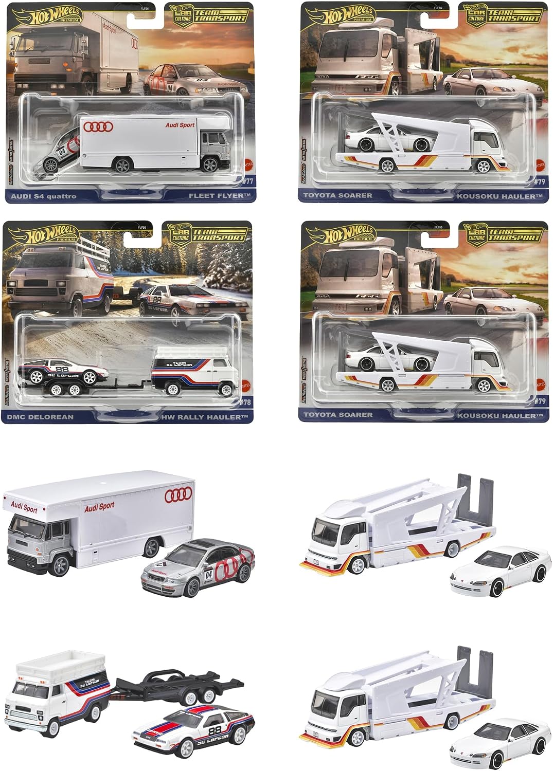 Detalle de Hot Wheels FLF56-987F チームトランスポート ミニカーセット 1/64スケール・全4セット