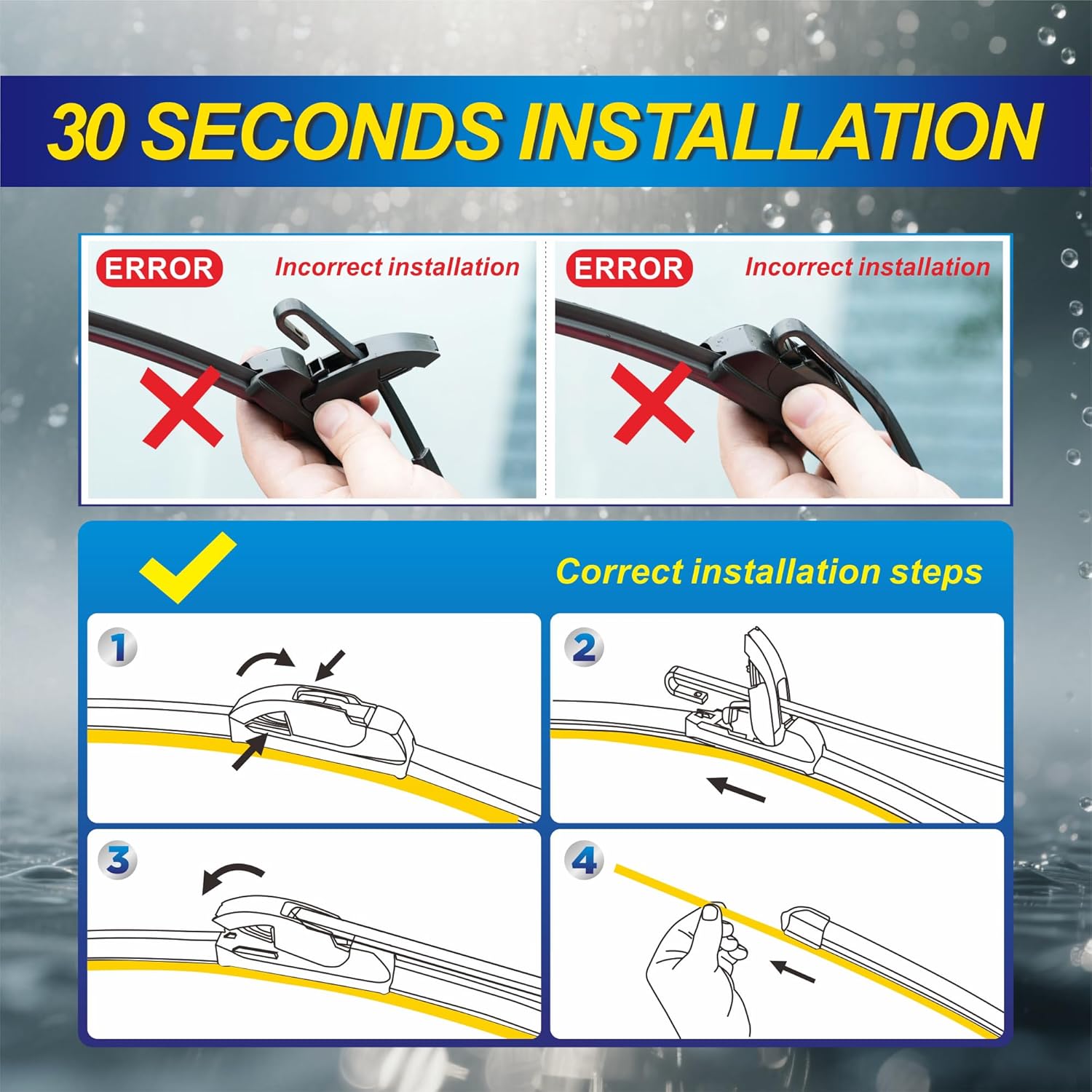 Thumbnail 5 de 5 PLUS Silicone Windshield Wipers Replacement (Set of 3) for Nissan Murano / Acura RDX / Mitsubishi Outlander