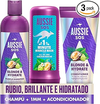 Detalle de Aussie Pack Especial: Cuidado Morado para Cabello Rubio 💜