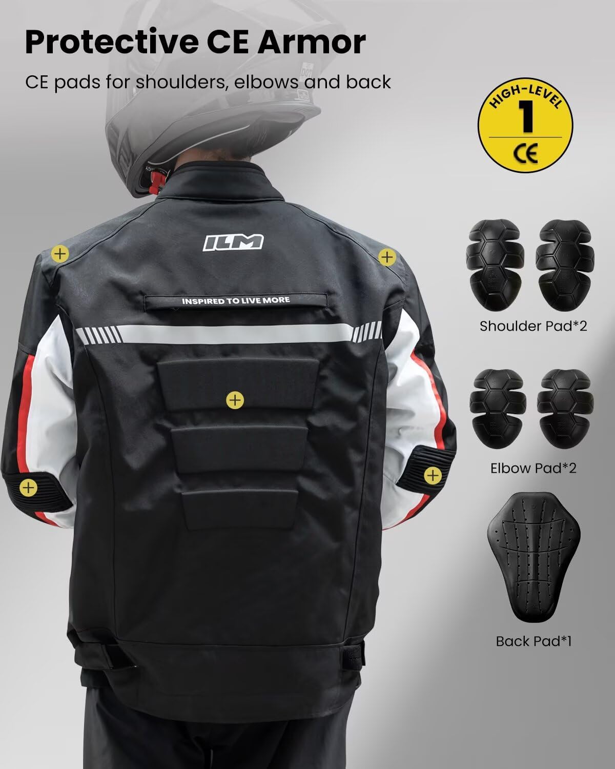 Detalle de ILM JF2 Motorcycle Jacket with CE Armor, Detachable Waterproof Thermal Liner