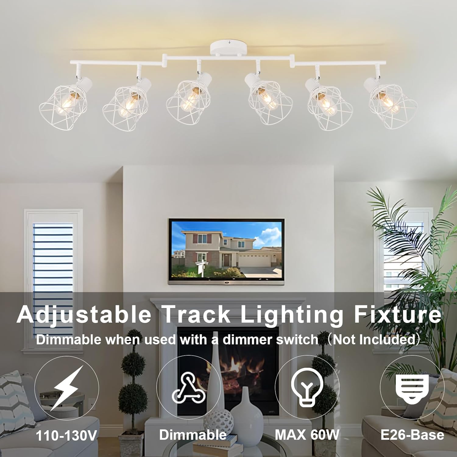 Detalle de WILON Track Lighting Fixtures: 6-Light Flush Mount Ceiling Spotlight Kit