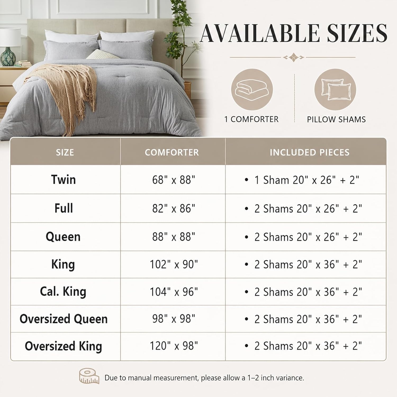 Thumbnail 6 de CozyLux Queen Comforter Set (3-Piece) in Light Gray, Double-Brushed Microfiber Cationic Dyeing