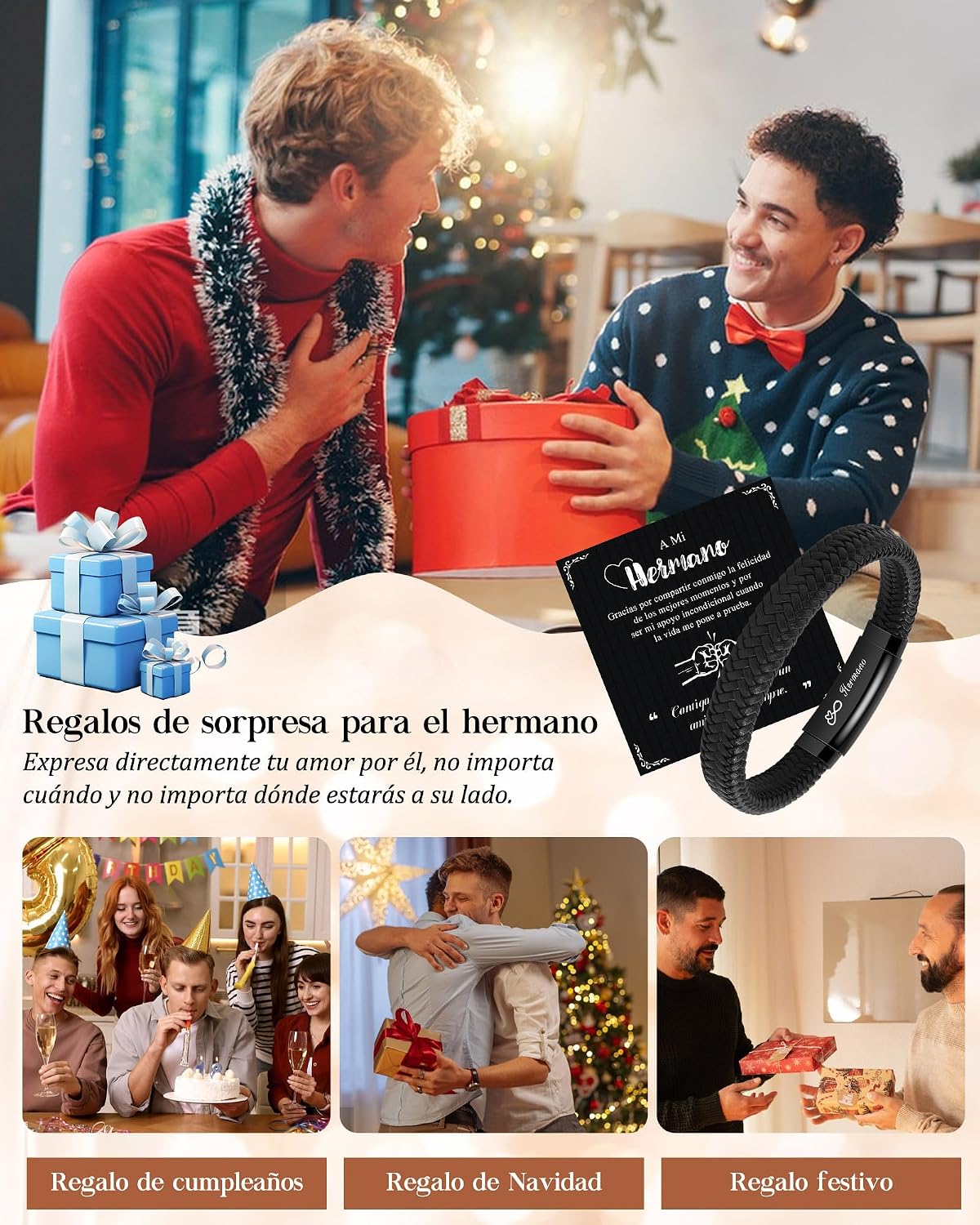 Thumbnail 1 de CheersLife Pulsera cuero negro 20-21,5 cm