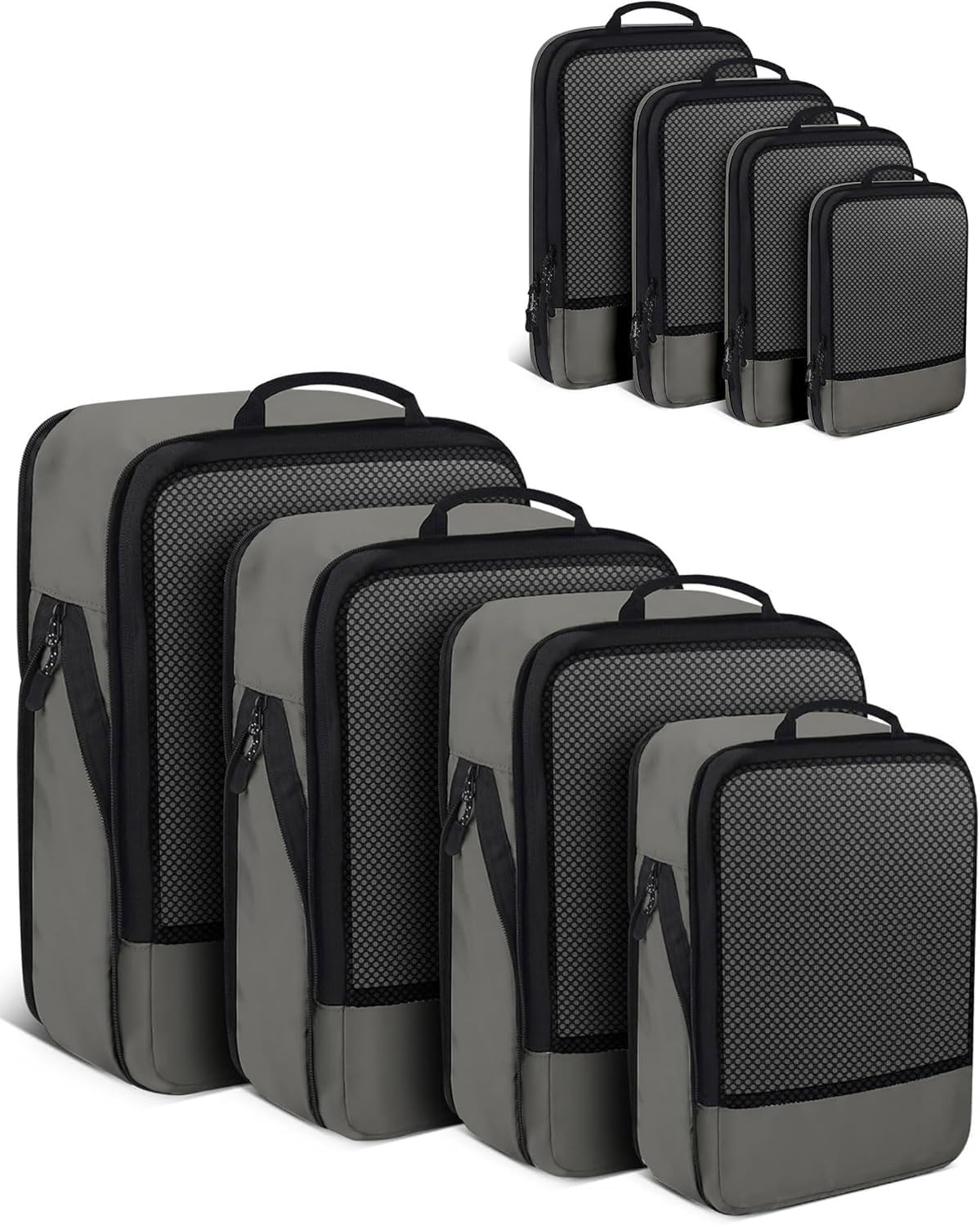 Detalle de BAGLHER Packwürfel Kompression für die Reise – leistungsstarkes 4‑teiliges Set mit wasserdichten Packtaschen in Grau