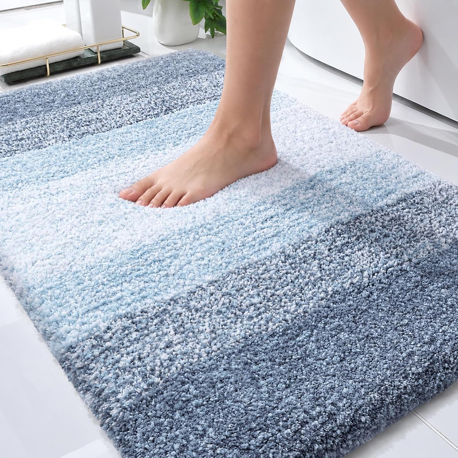 Detalle de OLANLY Bathroom Rugs Mat 36x24: Extra Soft Microfiber with Rubber Backing