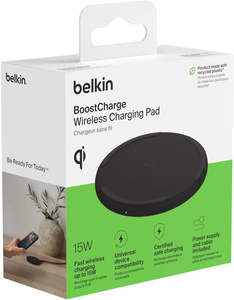 Thumbnail 2 de Belkin Chargeur sans Fil 15W – Chargeur Qi universel avec adaptateur 20 W et câble inclus