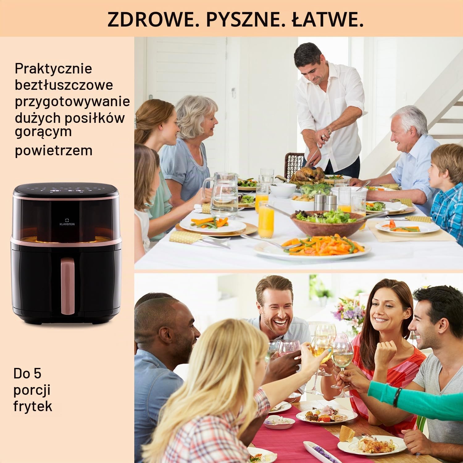 Detalle 2 de Klarstein Air Bloom OV12-AirBloomBlack – frytkownica beztłuszczowa 7,5 l z parą