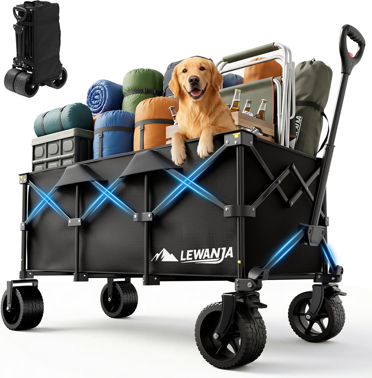 LEWANJA 200L Chariot Pliable : pratique et robuste pour le jardin, plage et camping