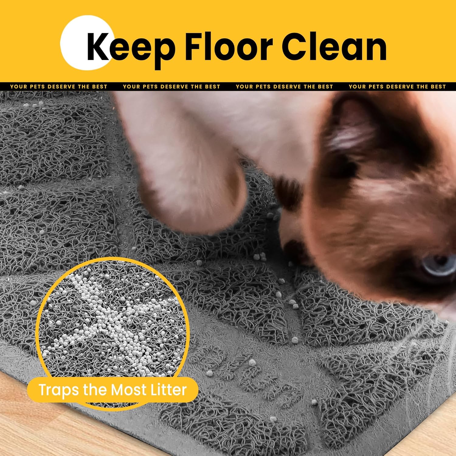 Thumbnail 2 de Conlun Cat Litter Mat (61 x 43 cm) PVC grid trapping mat, non-slip, scatter control – Grey 2 pack