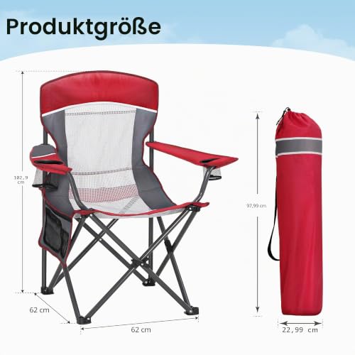 Detalle de HIGH POINT SPORTS Campingstuhl Faltbar Angelstuhl mit Mesh-Rücken – stabil, leicht und vielseitig