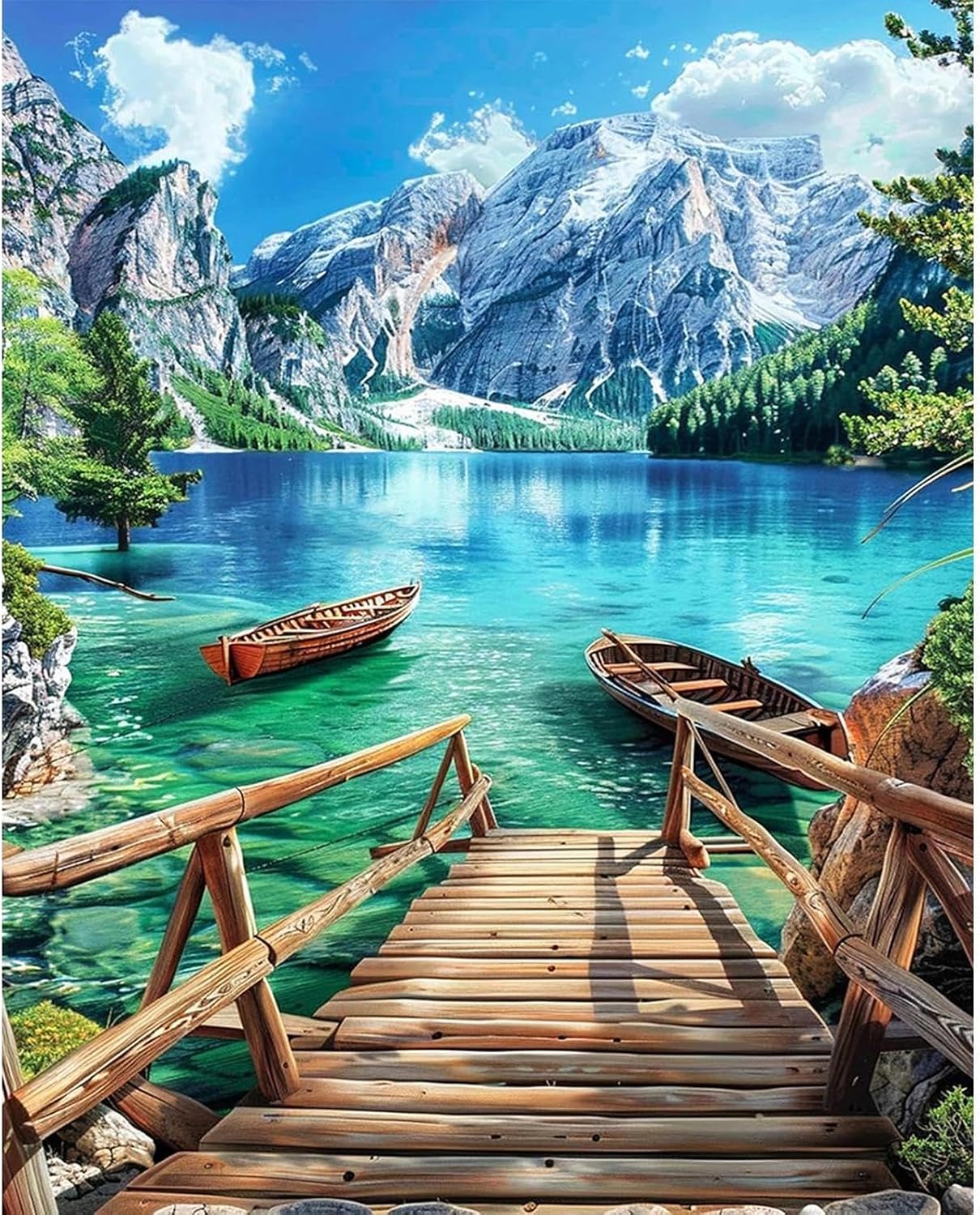 Detalle de YALKIN Landscape Paint by Numbers Kit, 40x50 cm Acrylic Canvas, No Frame