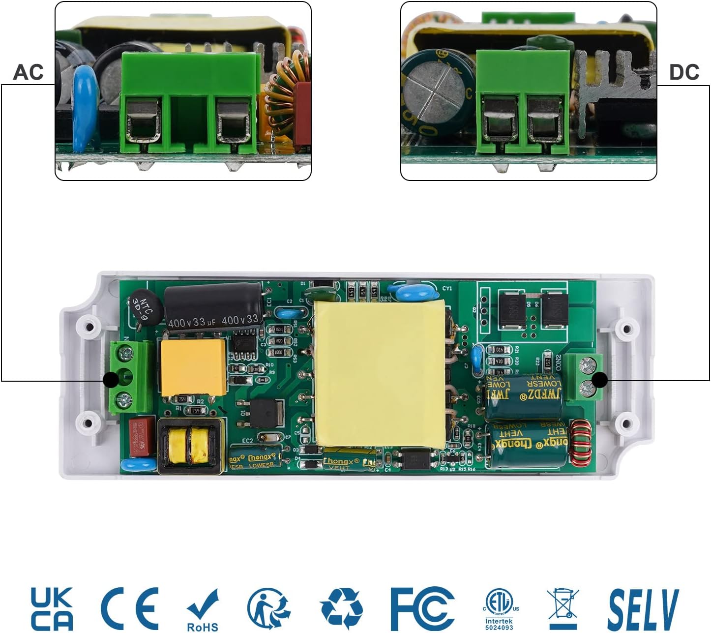Detalle de VARICART LED Transformer 12V 30W (16.5mm ultra slim) 240V AC to 12V DC LED driver