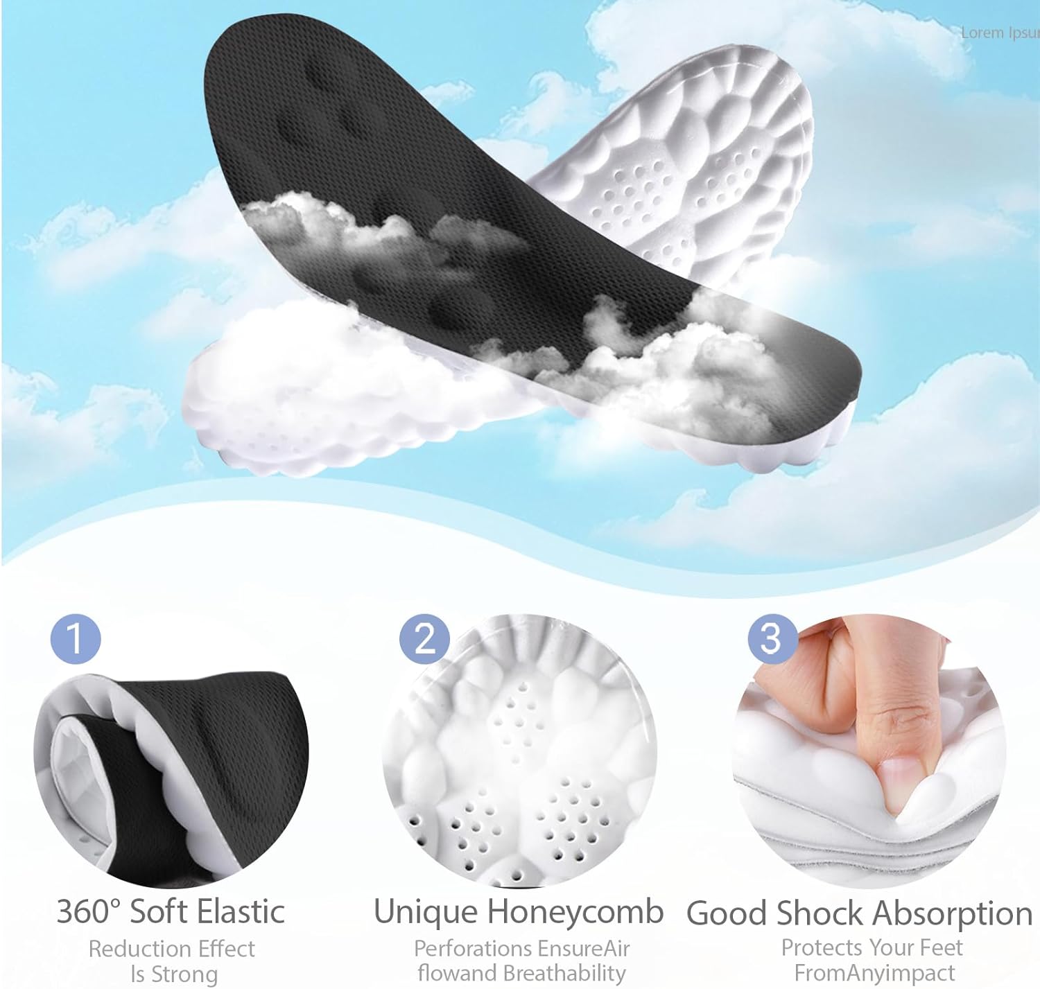 Detalle de DWTWLE 4D Cloud Insoles for Men and Women – Ultra-Soft, Anti-Fatigue Support for Foot Pain Relief