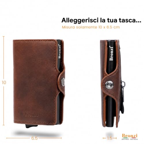 Thumbnail 4 de Bronzi Portafoglio Portacarte RFID Slim in Pelle Marrone – Design italiano, protezione e leggerezza per ogni occasione