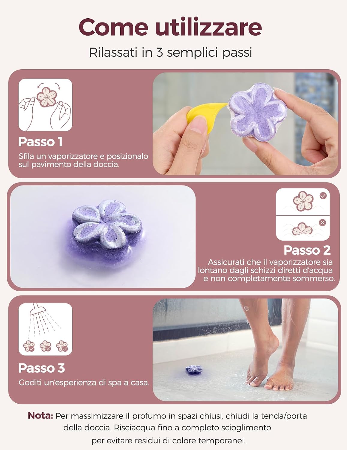 Detalle de Momcozy Set di bombe da doccia per aromaterapia – 14 pezzi, 7 fragranze floreali