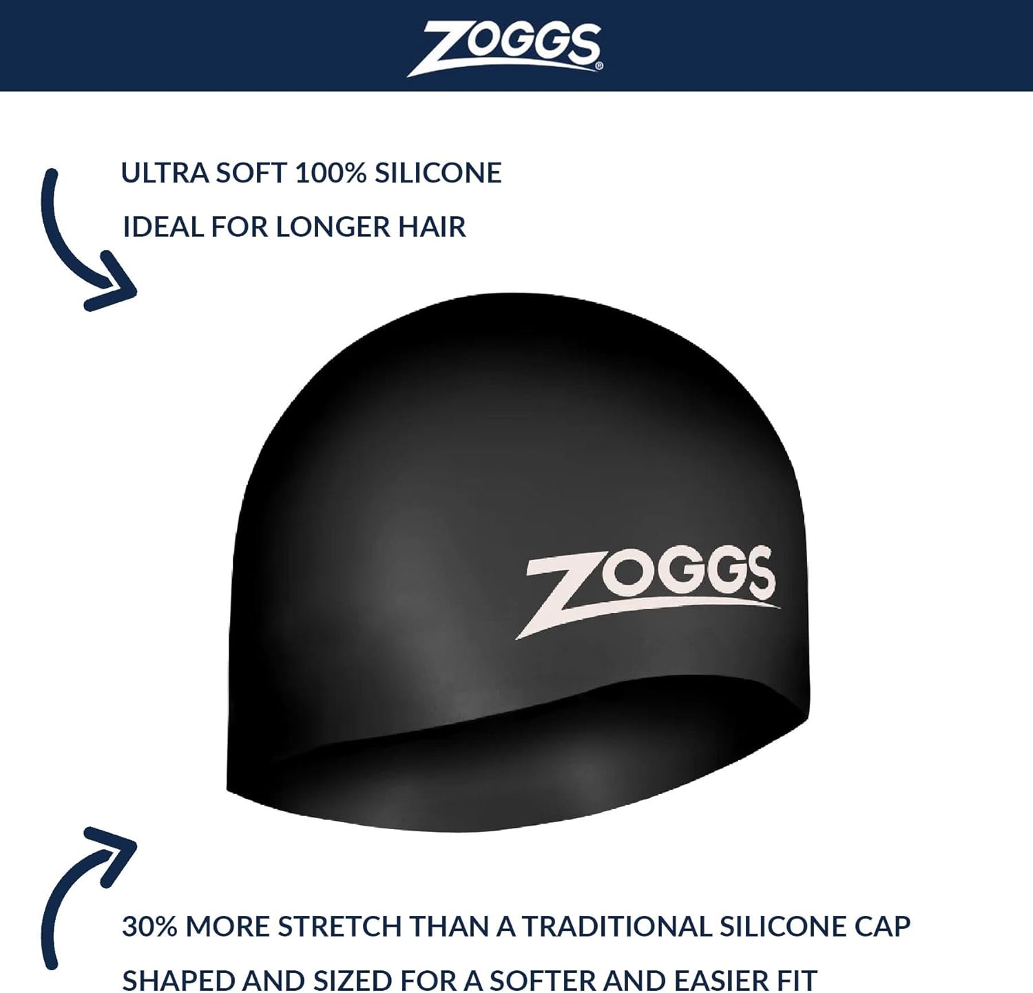 Detalle 2 de Zoggs Easy-fit Silicone Swim Cap – Comfortable, Hydrodynamic, Latex Free
