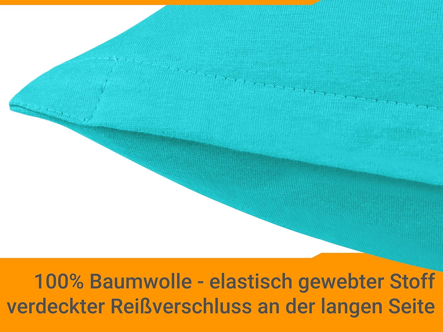 Thumbnail 3 de Lot de 2 Housses de Coussin traversin 40x60 en coton jersey turquoise 1331.1812 – certifié Öeko-Tex