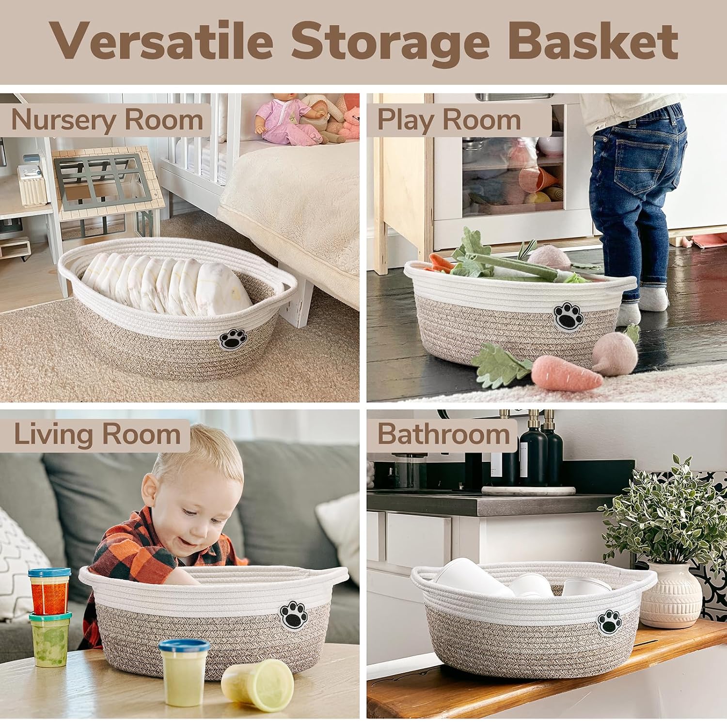 Detalle 2 de HiChen Woven Rope Storage Basket, 12 x 8 x 5 Inches