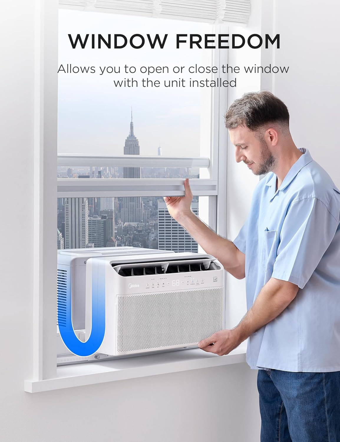Detalle de Midea MAW06V1QWT U-Shaped Smart Inverter Window Air Conditioner, 6,000 BTU