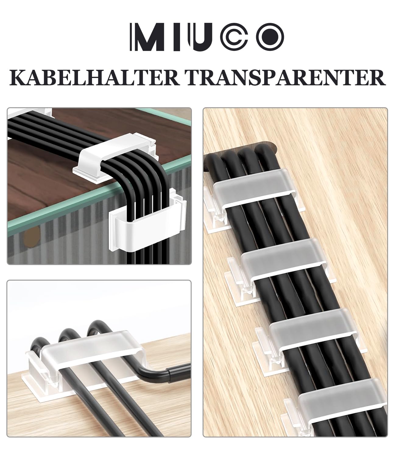 Detalle 2 de MiuCo Kabelklemmen Set 60 Stück, transparent