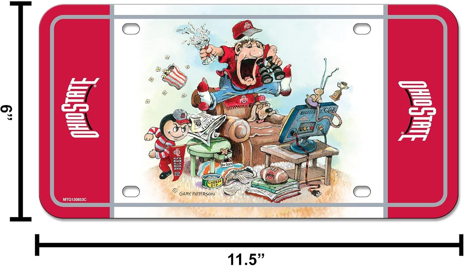 Detalle de Rico Industries NCAA Ohio State Buckeyes Gary Patterson Metal Auto Tag (8.5" x 11")